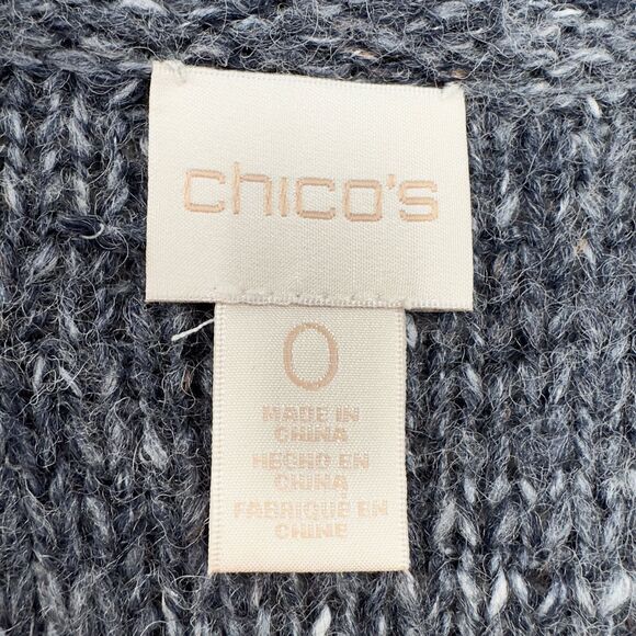 Chicos Grey Knit Thigh Length Long Sleeves Pockets Open Front Cardigan Size 0/XS - Picture 4 of 8